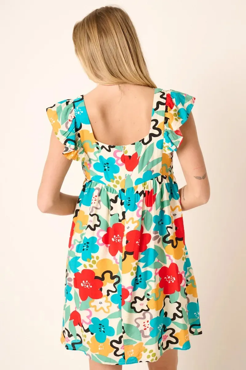 Mittoshop Multi Color Flower Print Babydoll Dress