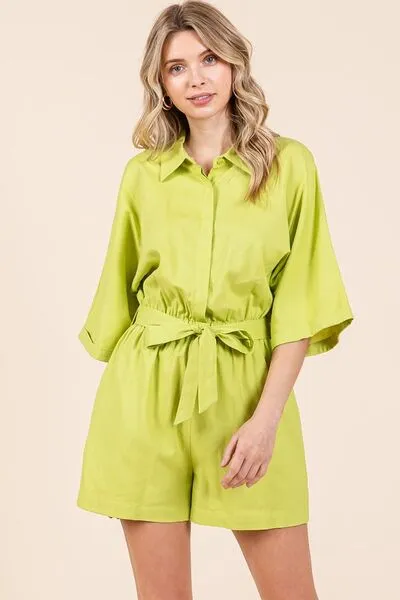 Mittoshop Tie Waist Half Sleeve Romper