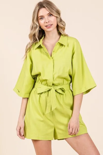 Mittoshop Tie Waist Half Sleeve Romper