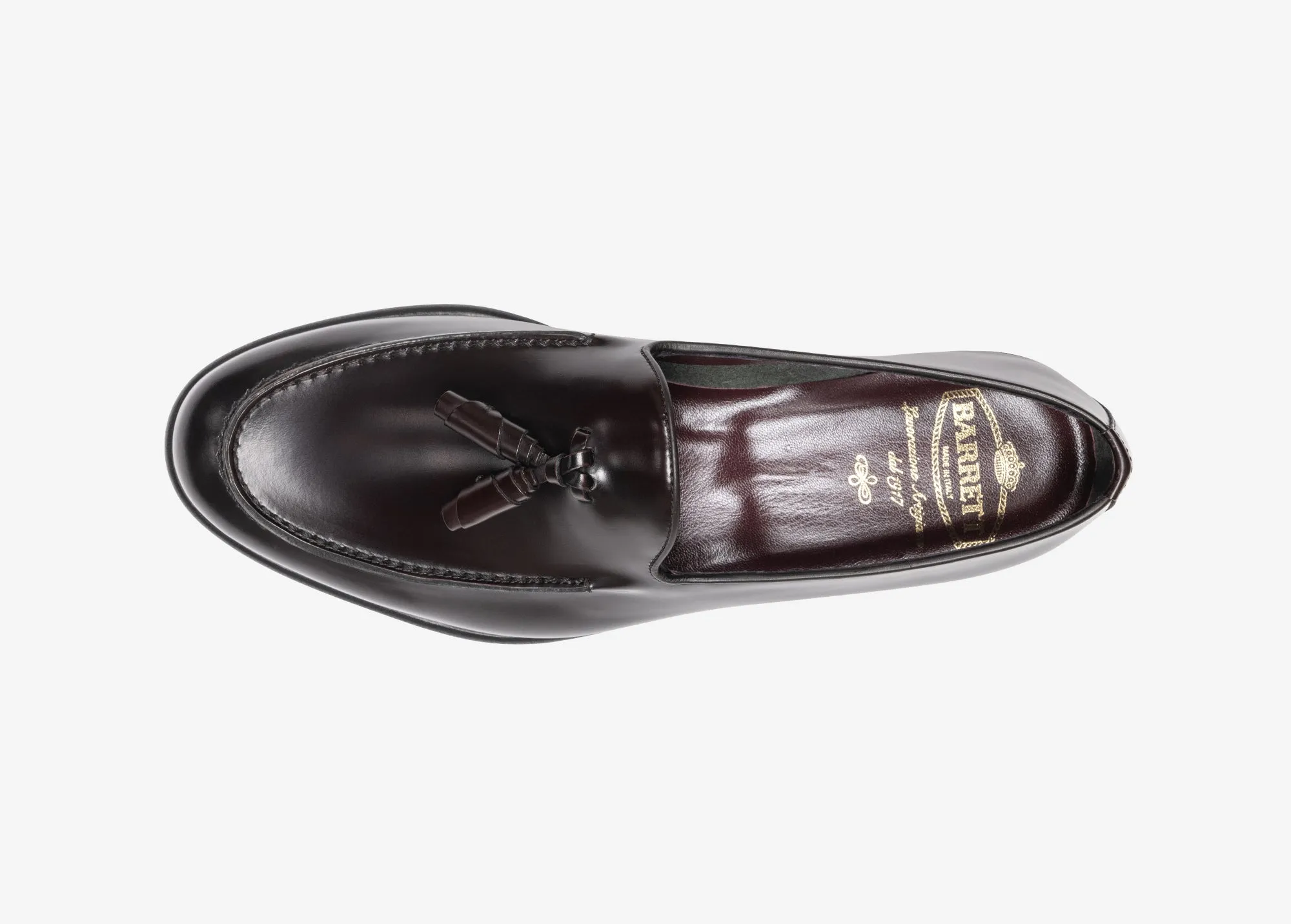 Mocassino con nappine in pelle spazzolata bordeaux