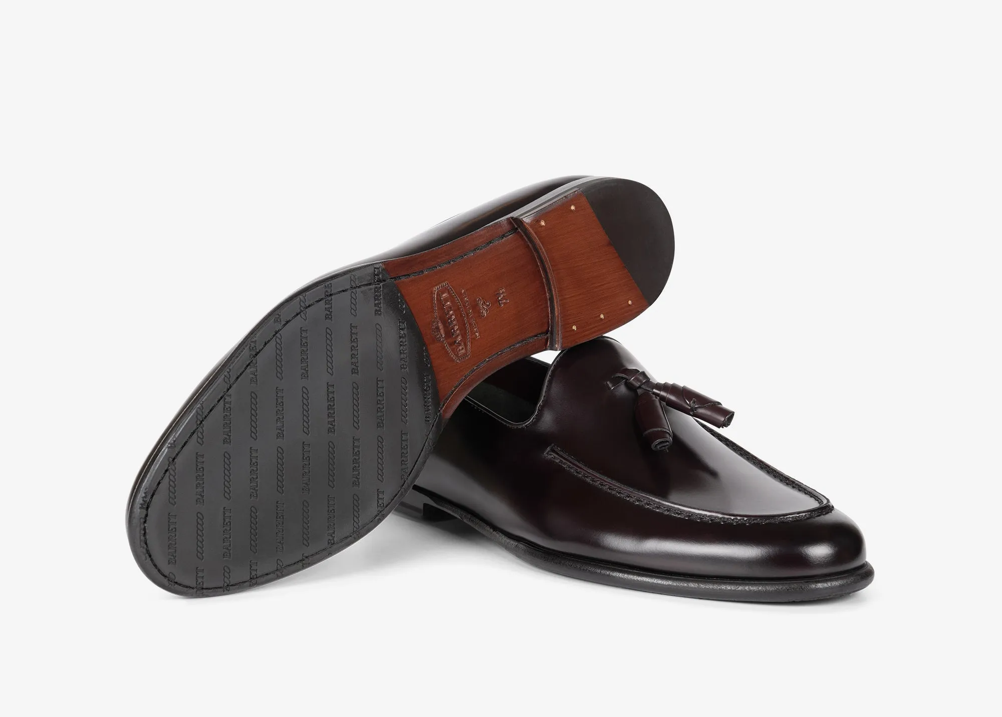 Mocassino con nappine in pelle spazzolata bordeaux