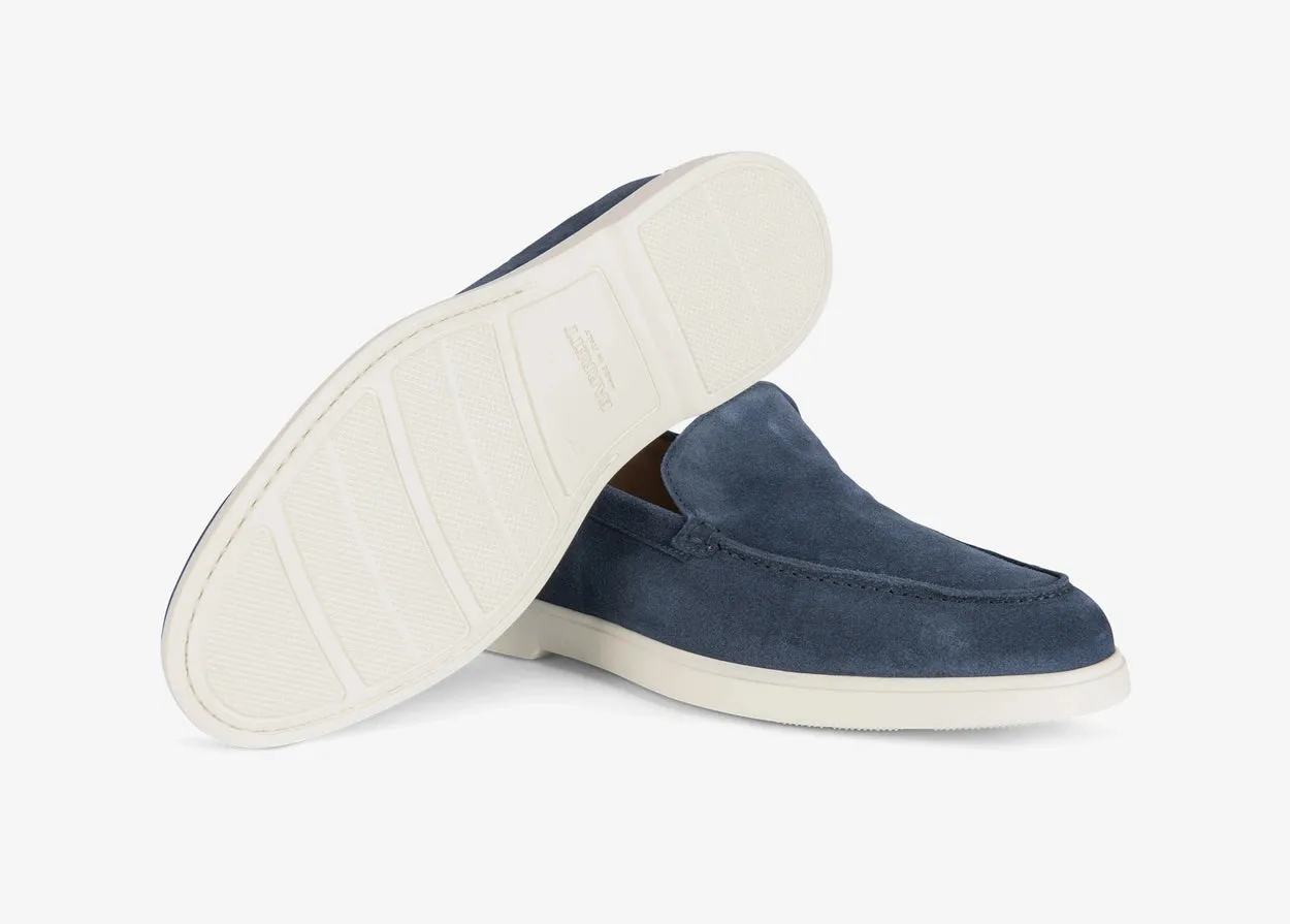 Mocassino con vaschetta in suede blu