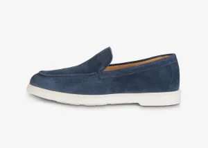 Mocassino con vaschetta in suede blu