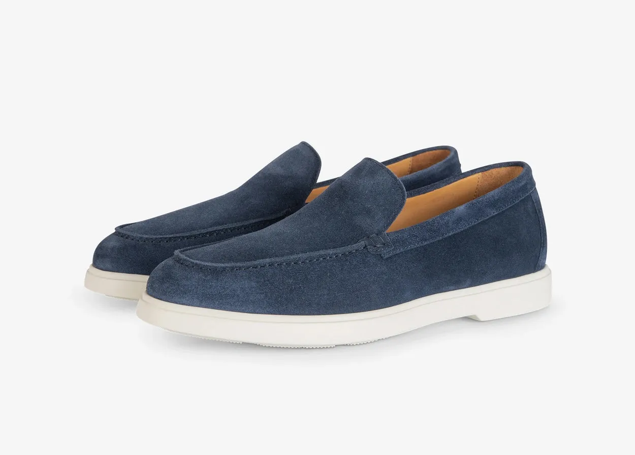 Mocassino con vaschetta in suede blu