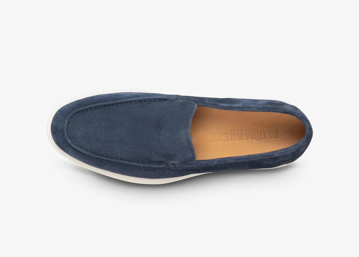 Mocassino con vaschetta in suede blu