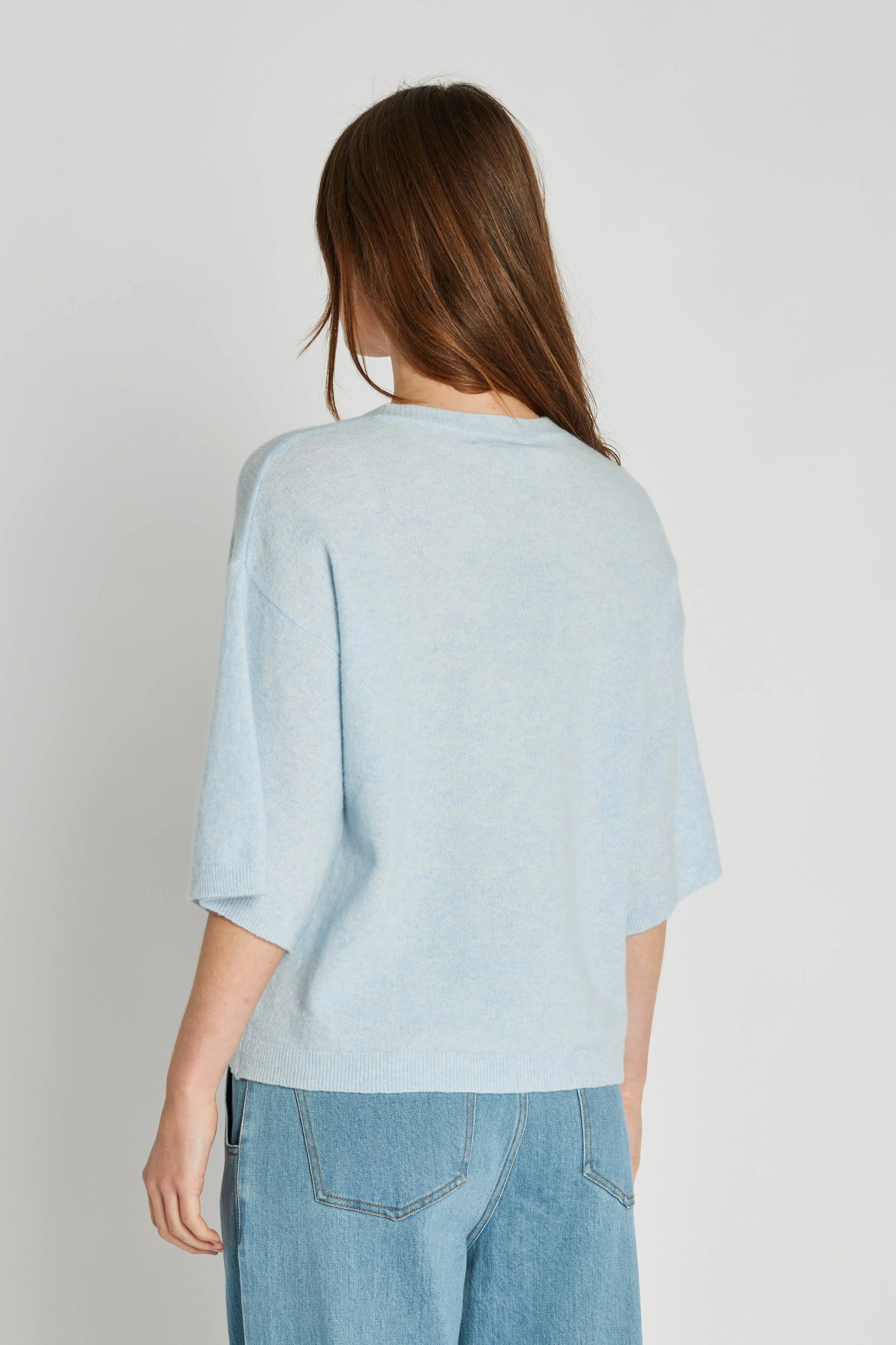 Montero striktrøje - Light blue melange