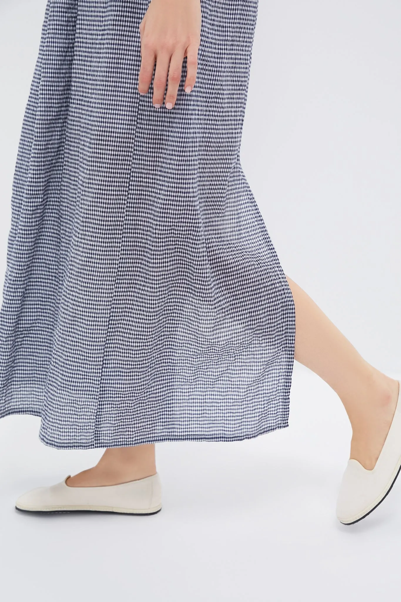 Navy Gingham Jour Maxi Dress