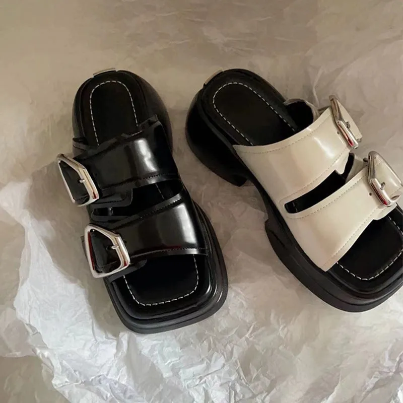 NEW & INSTOCK - Korean Style Leather Thick-sole Sandal Slippers