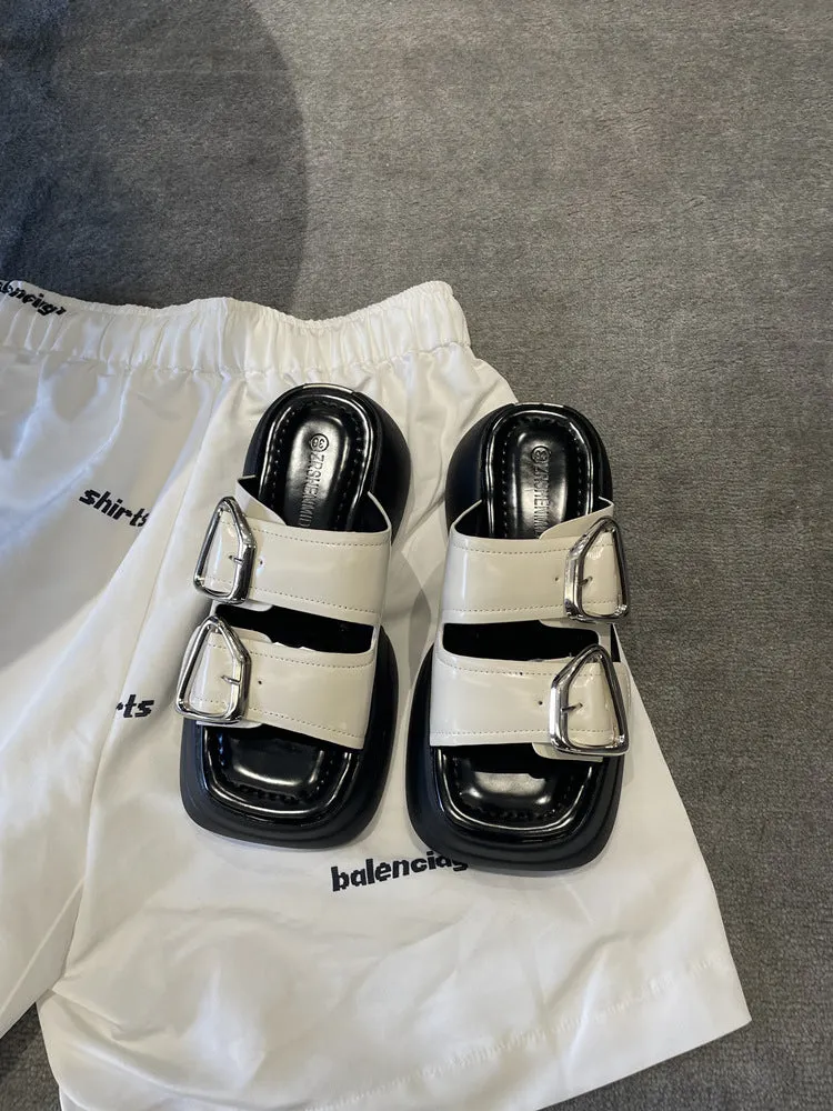 NEW & INSTOCK - Korean Style Leather Thick-sole Sandal Slippers