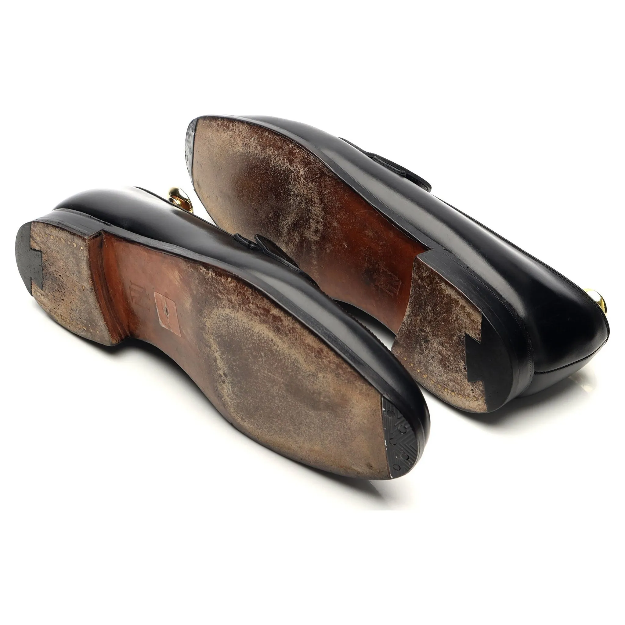 New & Lingwood Black Leather Butterfly Loafers UK 8.5 E