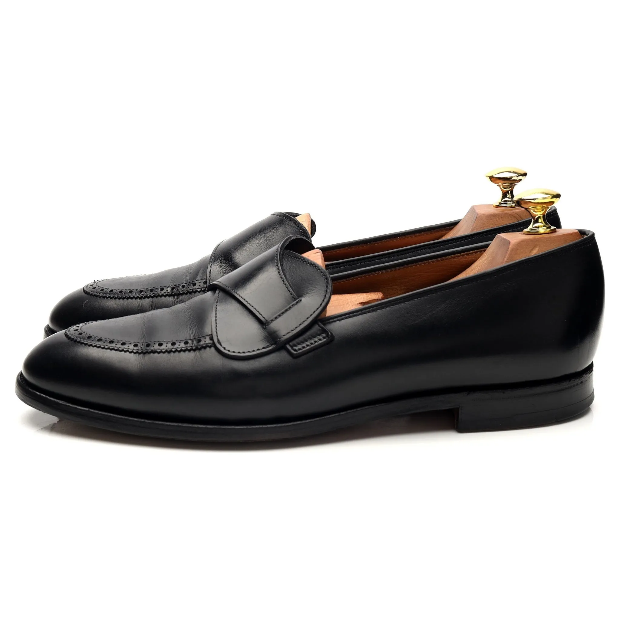New & Lingwood Black Leather Butterfly Loafers UK 8.5 E