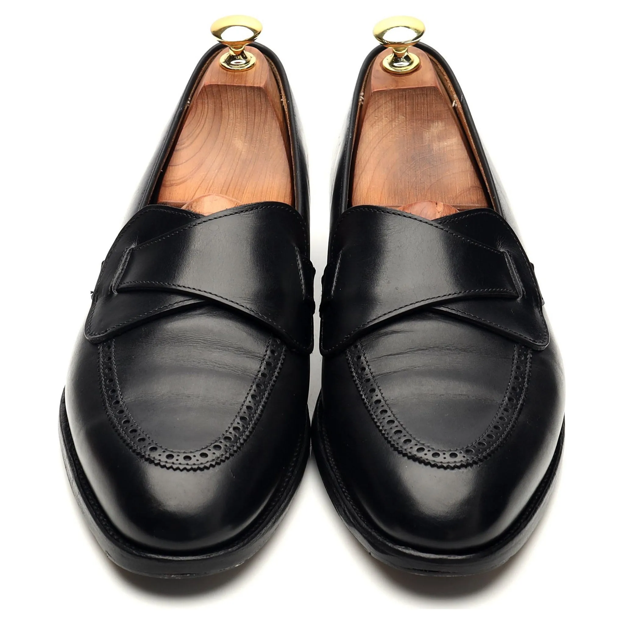 New & Lingwood Black Leather Butterfly Loafers UK 8.5 E