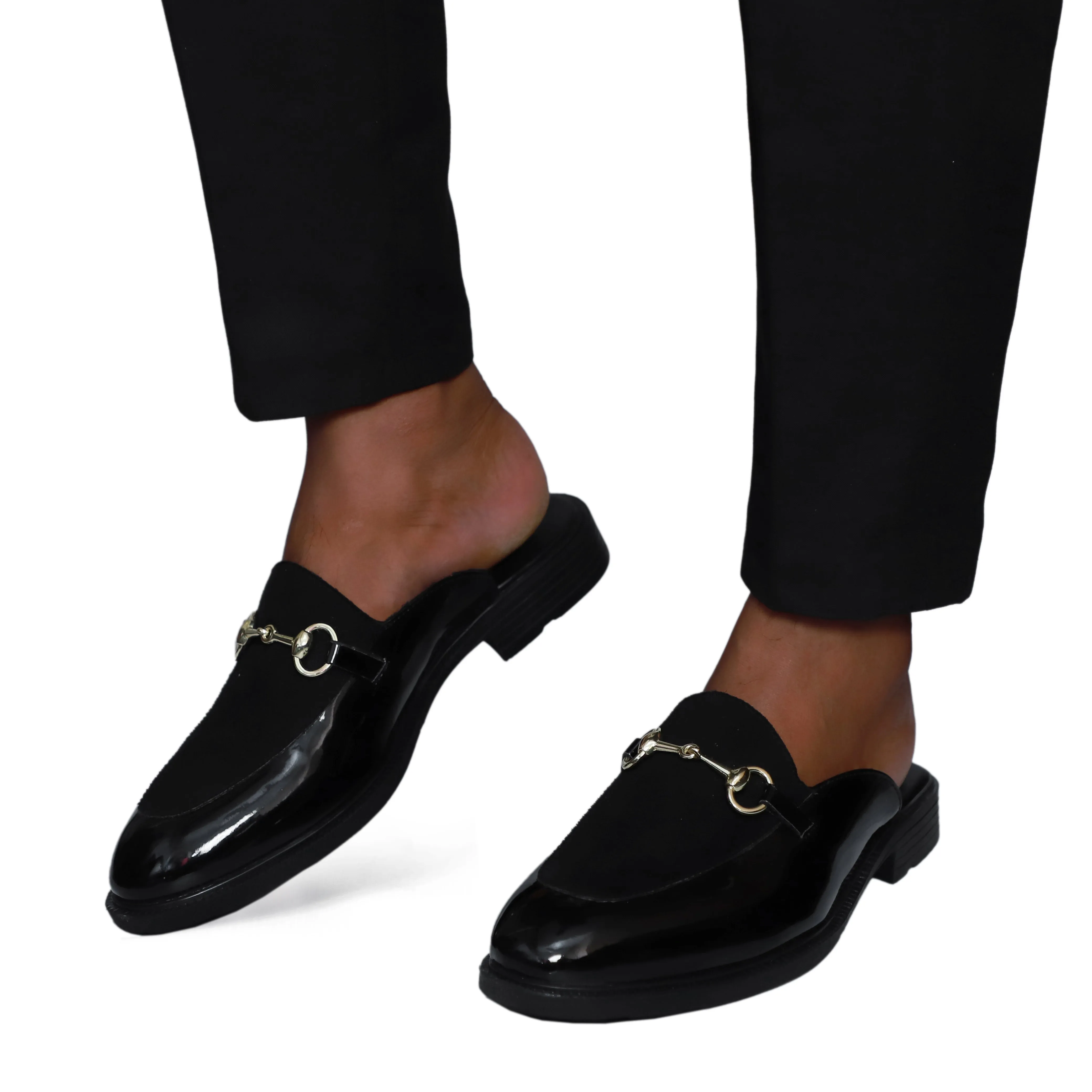 NICHE Black Patent Horsebit Mule