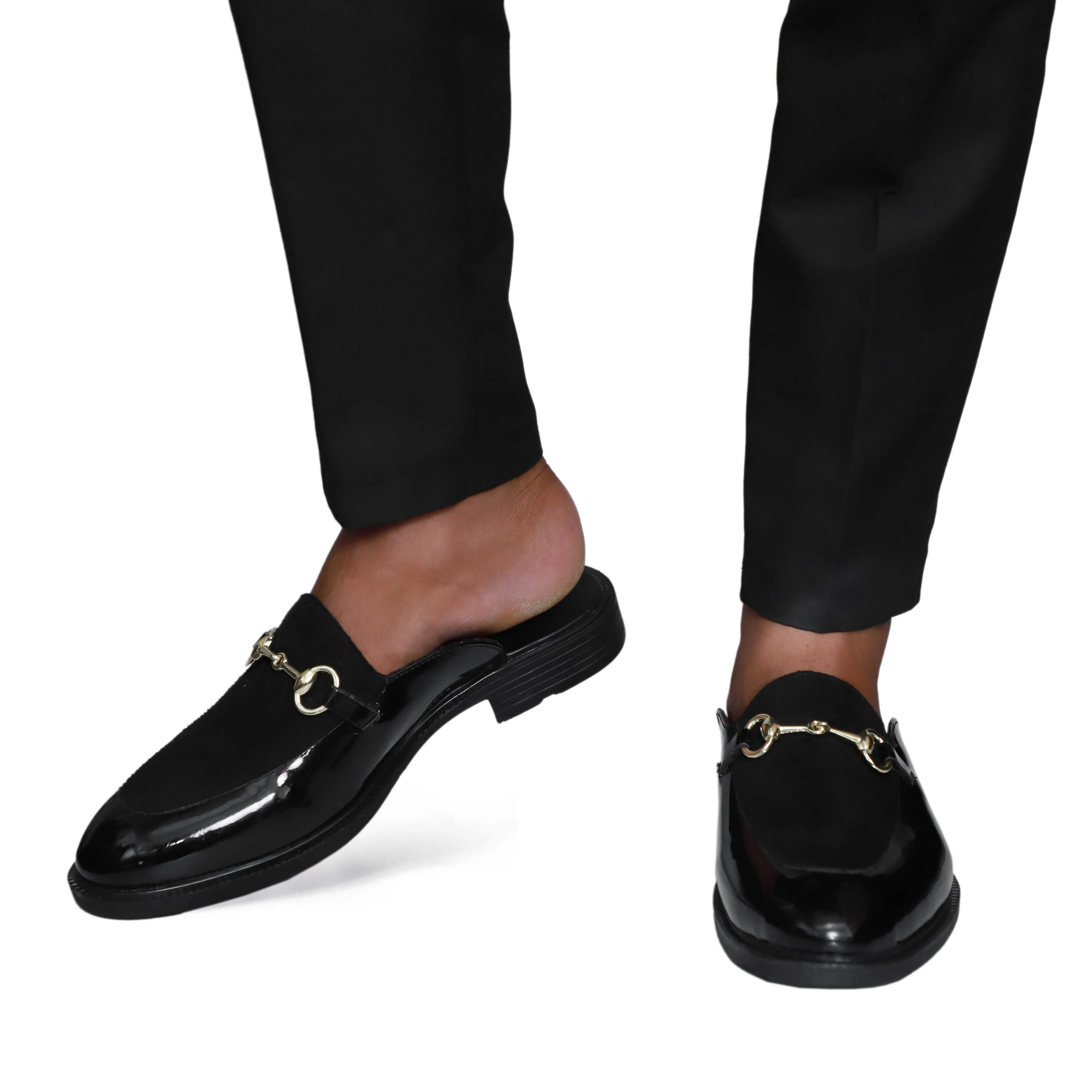 NICHE Black Patent Horsebit Mule