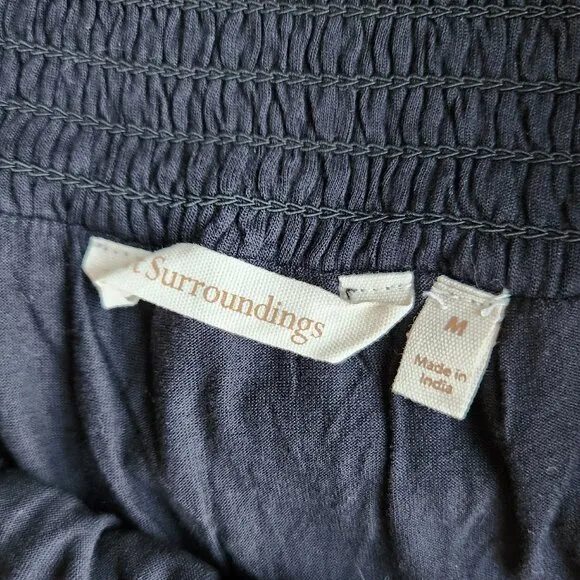 NWoT Soft Surroundings Embroidered Sheer-Mesh Maxi Skirt Pull-On Smocked-Waist