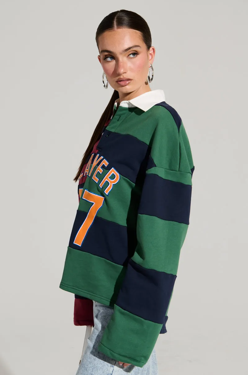 OFF THE FIELD LONG SLEEVE STRIPED RUGBY TEE