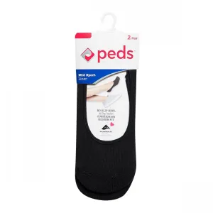 Peds Women's Mid Sport Cushioned Heel and Toe Liner Socks 2 Pair Pack