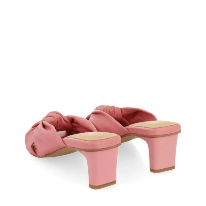 Pink knot leather mules