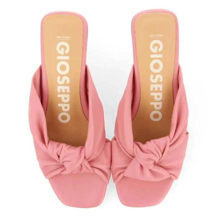 Pink knot leather mules