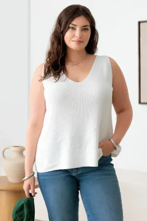 Plus Size Sleeveless V-Neck Knit Sweater Top
