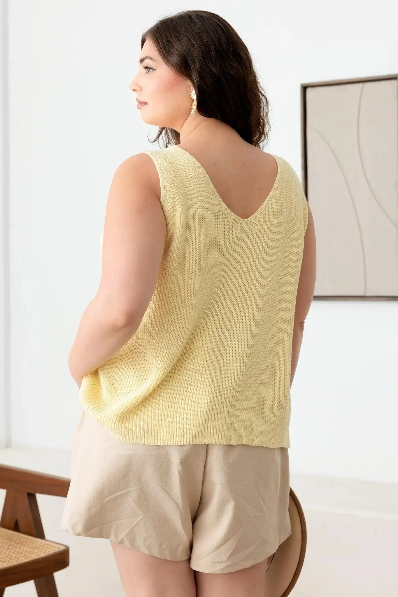 Plus Size Sleeveless V-Neck Knit Sweater Top