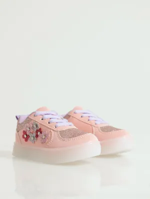 Pre-Girls Flower Light-Up Sneaker - Pink