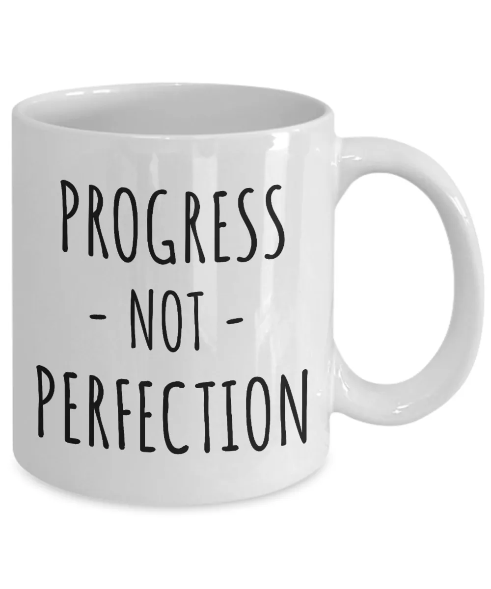 Progress Not Perfection Mug Eating Disorder Positivity Gift Anorexia Addiction Recovery Sobriety Gifts Coffee Cup