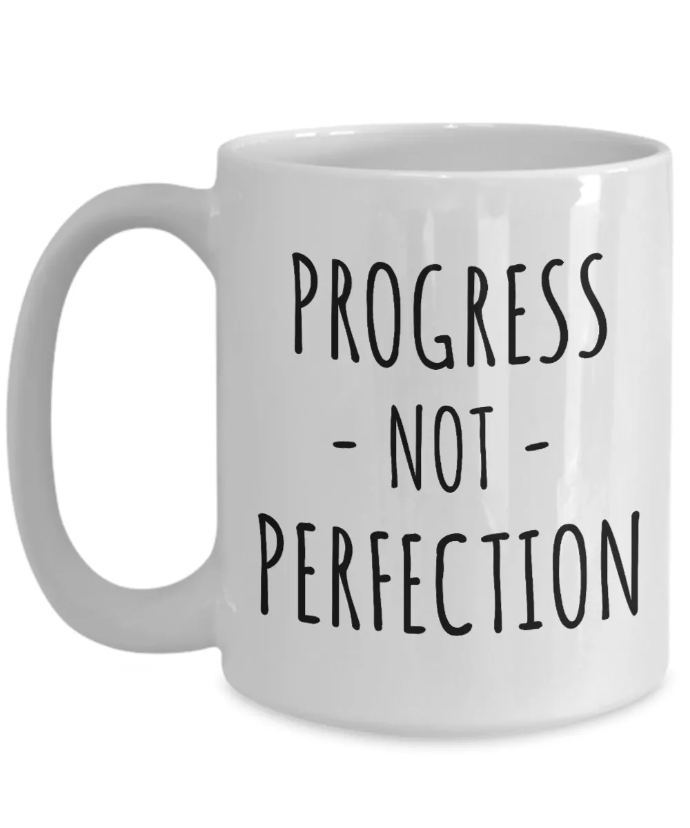 Progress Not Perfection Mug Eating Disorder Positivity Gift Anorexia Addiction Recovery Sobriety Gifts Coffee Cup