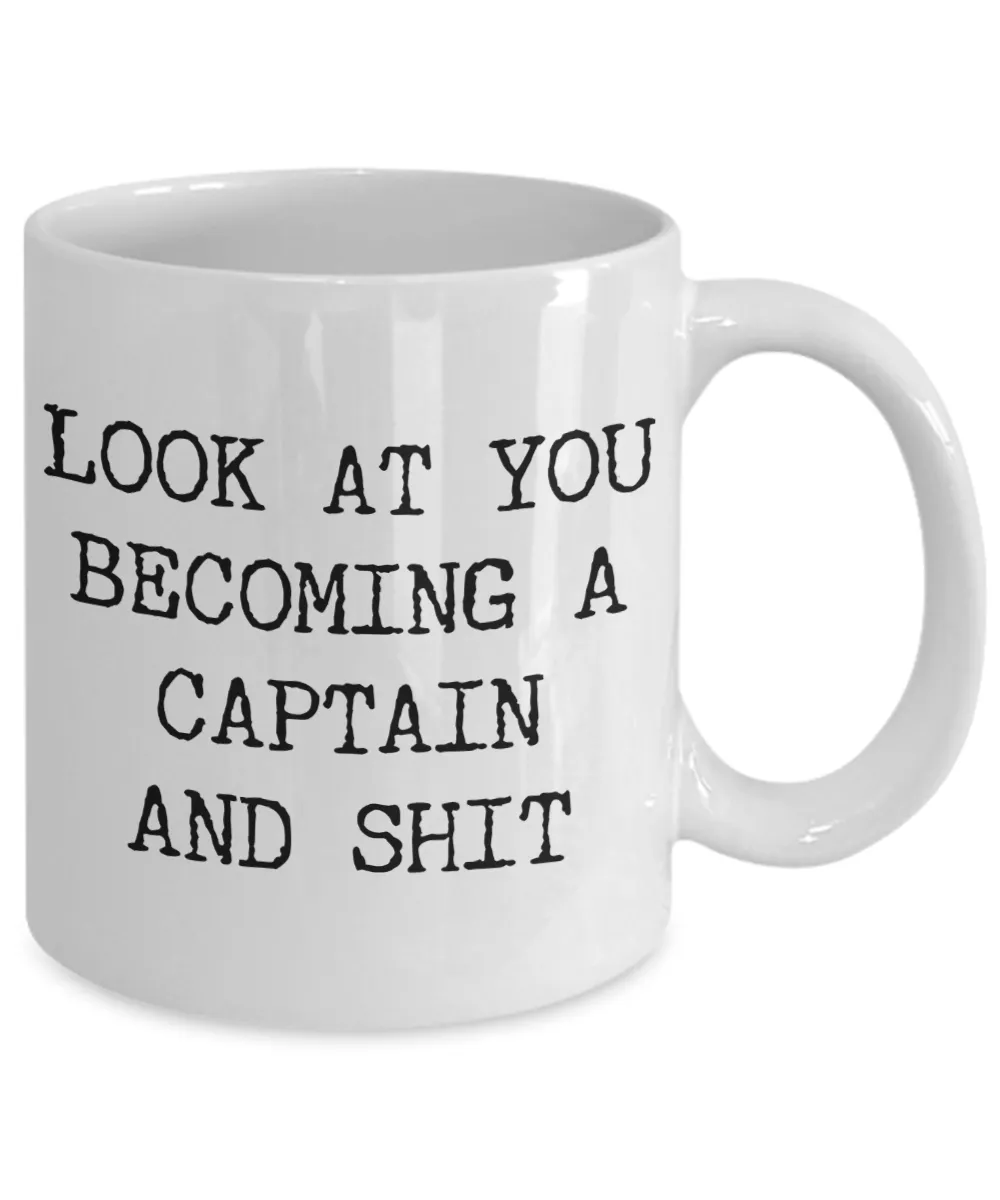 Promoted to Police Captain Mug Look at You Becoming a Captain Funny Coffee Cup