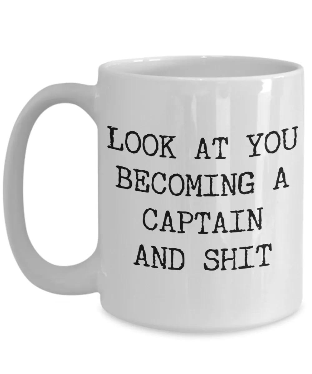 Promoted to Police Captain Mug Look at You Becoming a Captain Funny Coffee Cup