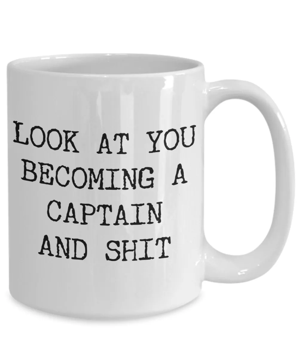 Promoted to Police Captain Mug Look at You Becoming a Captain Funny Coffee Cup