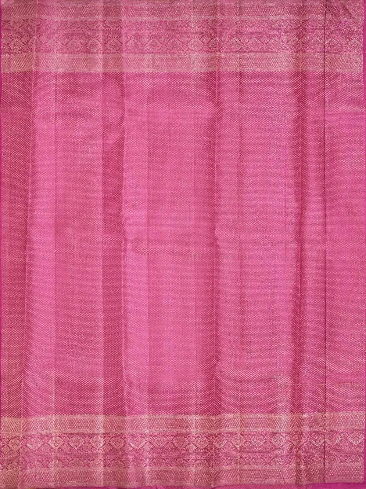 Sandal Pure Kanchipuram Silk Saree with Floral Patterns on the Body and with Contrast Designed Border