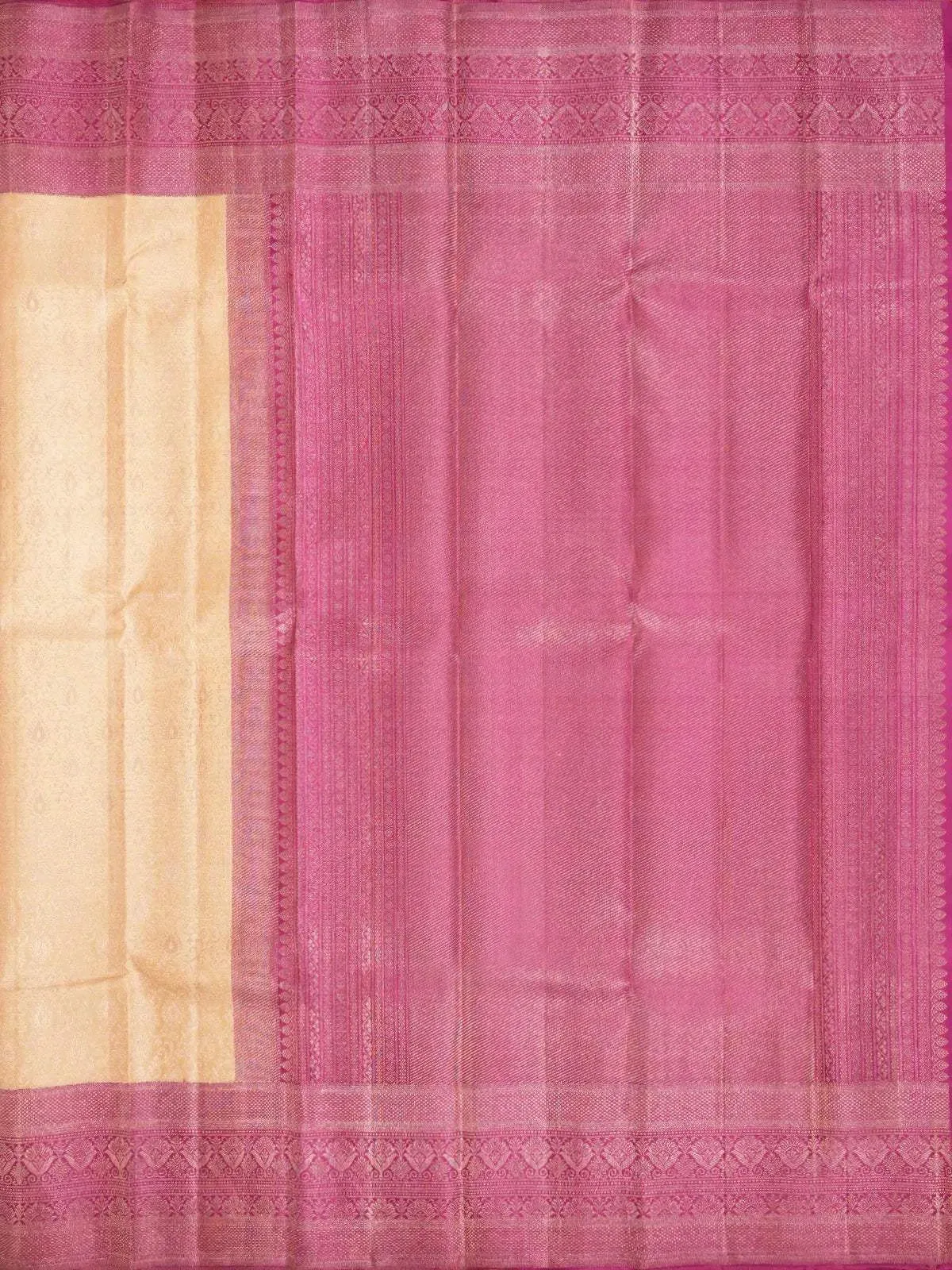 Sandal Pure Kanchipuram Silk Saree with Floral Patterns on the Body and with Contrast Designed Border