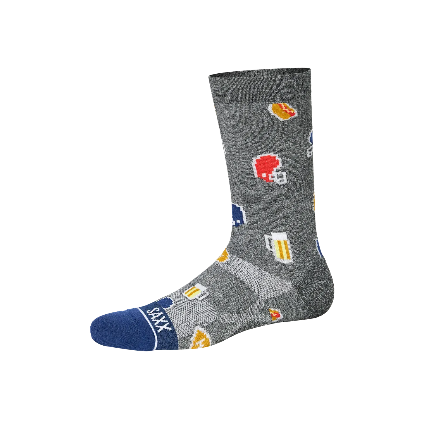 Saxx Mens Whole Package Crew Socks - Football Gamer/Graphite Heather