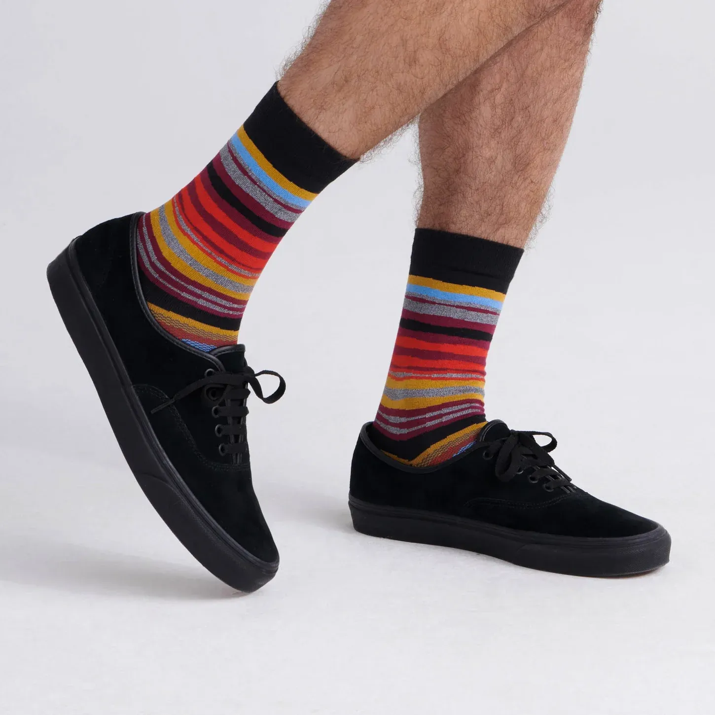 Saxx Mens Whole Package Crew Socks - Hot Stuff Stripe/Multi