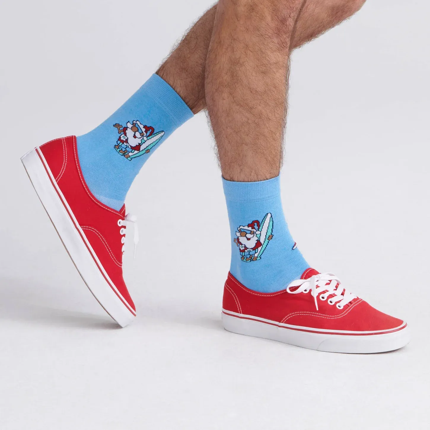 Saxx Mens Whole Package Crew Socks - Surfs Up/Sky Blue Heather