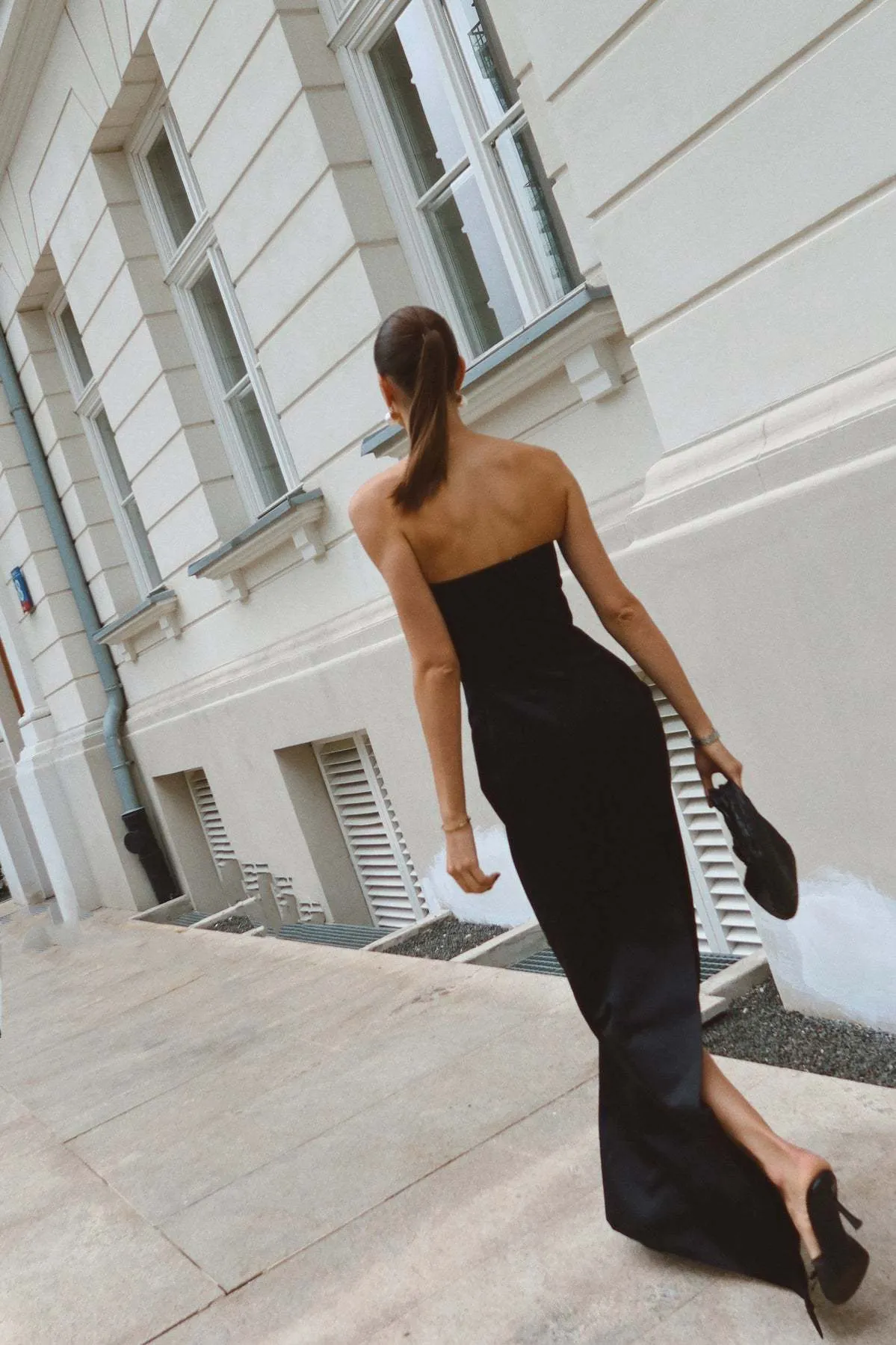 Sculpted Strapless Gown with Bow Detail
