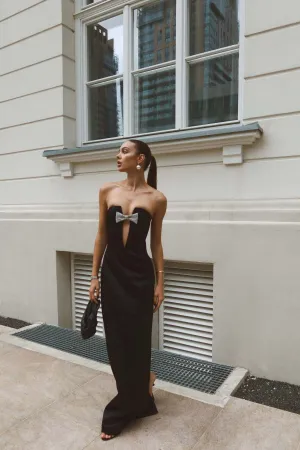 Sculpted Strapless Gown with Bow Detail