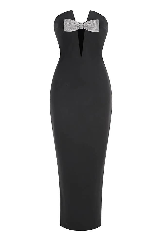 Sculpted Strapless Gown with Bow Detail