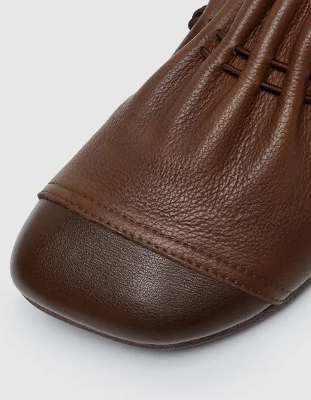 Soft Leather Square Toe Flats for Spring
