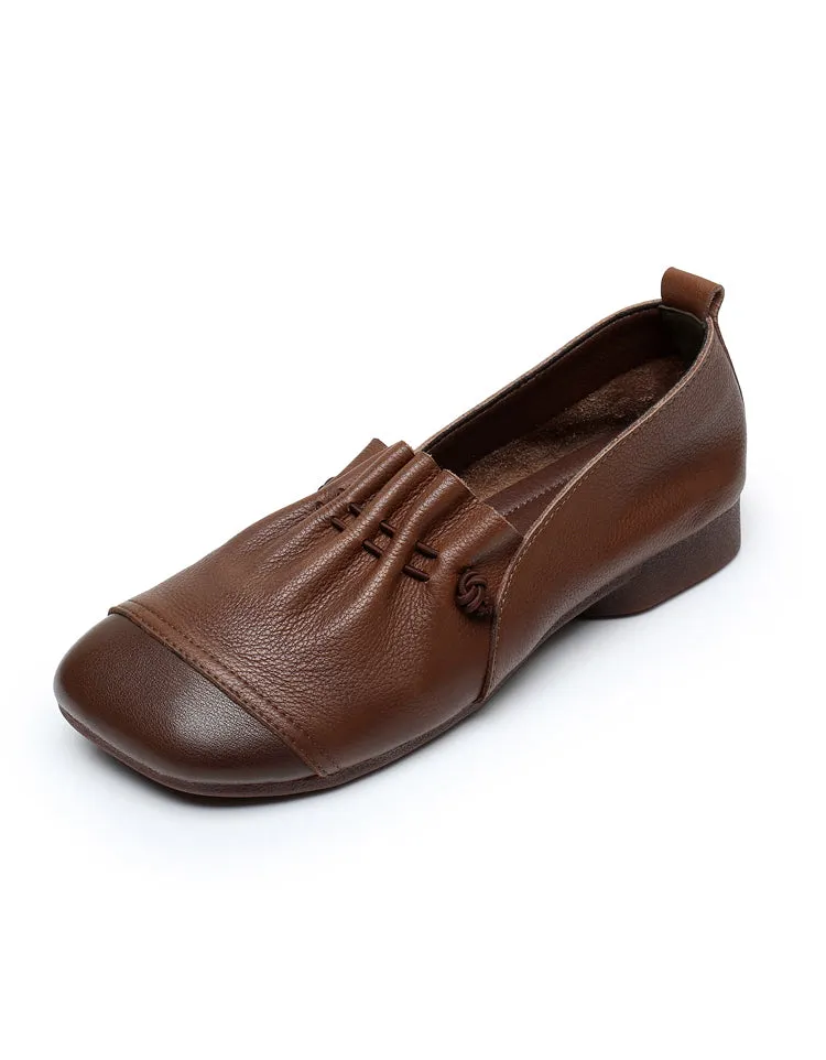 Soft Leather Square Toe Flats for Spring