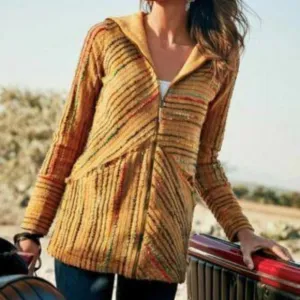 Soft Surroundings Kinsale Bouclé Jacket Top Embroidered Striped S New