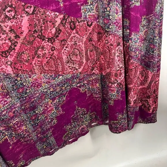SOFT SURROUNDINGS Tibetan Mixed Media Boho Pink Tapestry Maxi Dress Sz Small