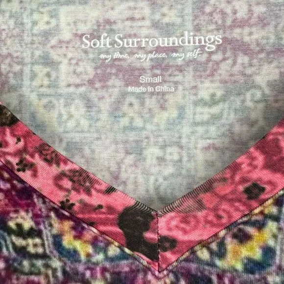 SOFT SURROUNDINGS Tibetan Mixed Media Boho Pink Tapestry Maxi Dress Sz Small