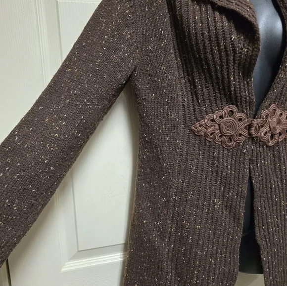Soft Surroundings Womens Brown Speckled Chateau Duster Cardigan SizeXS