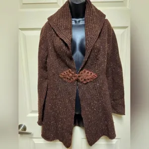 Soft Surroundings Womens Brown Speckled Chateau Duster Cardigan SizeXS
