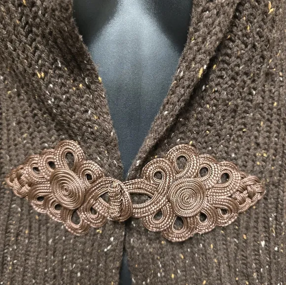 Soft Surroundings Womens Brown Speckled Chateau Duster Cardigan SizeXS