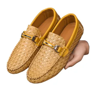 Spring and summer men's shoes low-top Doudou shoes versatile casual shoes breathable leather shoes black work shoes one pedal