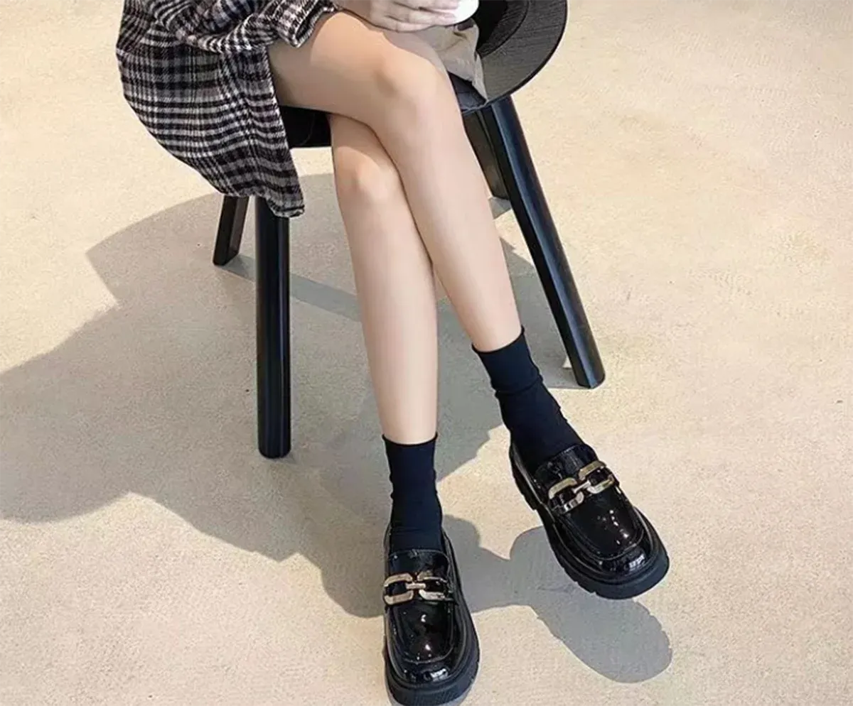 Spring Summer Casual College Style PU Pumps Women Japan School Uniform Shoes Loafers Solid Color Black Brown Soft Breathable