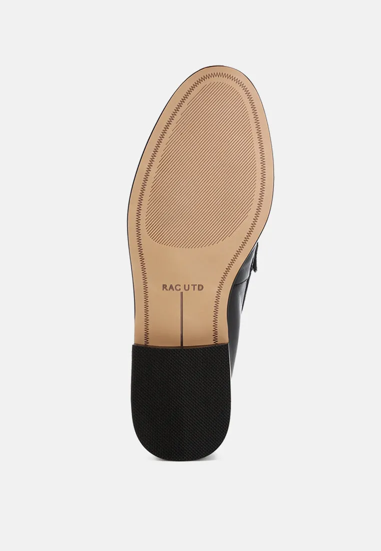 Studs Embellished Leather Loafers By Ruw
